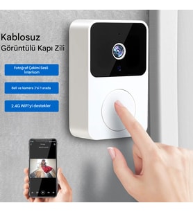 Kablosuz HD Video Kapı Zili Geniş Açılı Kamera, Gece Görüş, Hareket Algılama ve 2 Yönlü Ses, Akıllı WiFi Ev Güvenlik Kamera