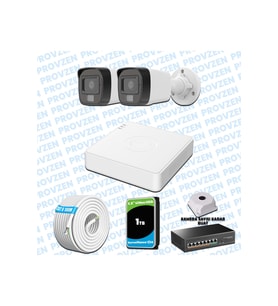 Provzen Hikvision 2’li İP 4MP Güvenlik Kamerası Seti Colorvu Mikrofonlu Olay Anında Bildirim