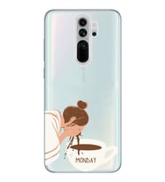 Redmi Note 8 Pro Uyumlu Kahve Tasarımlı Şeffaf Telefon Kılıfı