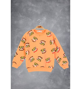 Toontoy Erkek Çocuk Tıger Baskılı Sweatshirt (Turuncu)