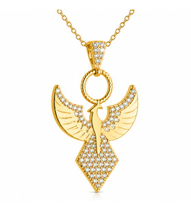 Gümüş Gold Zirkon Taşlı Anka Kuşu Kadın Kolye