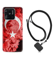 Xiaomi Poco X3 Pro M4 Pro X4 Pro C40 10C Kılıf Boyun Askılı Silikon Şanlı Türk Bayrağı 1315