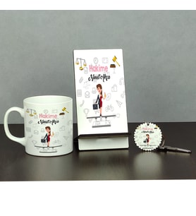 Hakime Üçlü Set (Kupa + Telefon Standı + Anahtarlık)