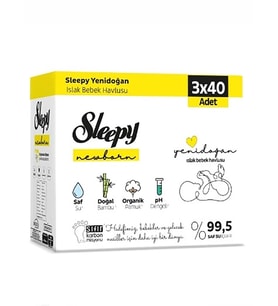 Sleepy Yenidoğan Islak Bebek Havlusu 3X40 Yaprak - Standart Standart