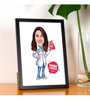 Kişiye Özel Kalp Doktoru Kadın Karikatürlü Resim Çerçevesi