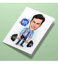 Kişiye Özel Halter Kaldıran Erkek Karikatürlü Tebrik Kartı