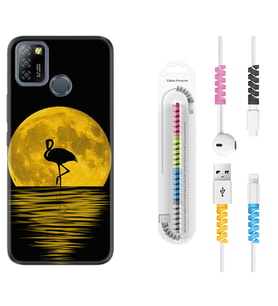 INFINIX Smart 4 5 6 Zero 8 S5 Pro Kılıf Kablo Koruma Spiral Silikon Ay ve Flamingo 1775
