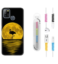 INFINIX Smart 4 5 6 Zero 8 S5 Pro Kılıf Kablo Koruma Spiral Silikon Ay ve Flamingo 1775
