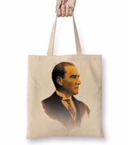 Mustafa Kemal Atatürk 03 Bez Çanta Uzun Saplı