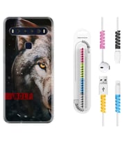 TCL 10L 10 Plus 10SE 20E 20SE 30SE L7 Kılıf Kablo Koruma Spiral Silikon Wolf Eyes 1758