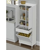 Eliusta Wall Beyaz Banyo Dolabı 55 cm Tek Göz Bölmeli Sepet 55x171x32,5 cm 4 Raflı Mutfak/Banyo Dolabı
