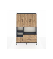 Arges Gardrop 7 Raflı 2 Çekmeceli 5 Kapaklı 132x30x195 Antrasit-Çam