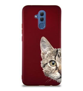 Huawei Mate 20 Lite Soft Premier Kapak Catface Tasarımlı Silikon Kılıf - Mürdüm (Şeffaf)