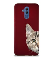 Huawei Mate 20 Lite Soft Premier Kapak Catface Tasarımlı Silikon Kılıf - Mürdüm (Şeffaf)