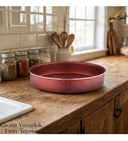ARZU ÇELİK 30 Cm Granit Yuvarlak Fırın Tepsisi - Kırmızı