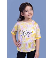 Toontoy Kız Çocuk Batik Desenli Baskılı Tişört (Sarı)