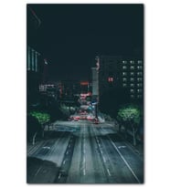 Cakatablo  Gece Binalar Ağaçlar ve Cadde MDF Tablo