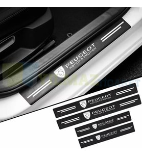 Peugeot Karbon Kapı Eşiği Koruma Araba Etiket Oto Sticker Yapıştırma Çıkartma 4 Parça