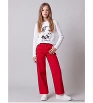 LCW Kids Kırmızı Wideleg Kız Çocuk Gabardin Pantolon
