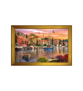 Manzara Temalı Kanvas Tablo 80 x 110 cm Gold Çerçeve