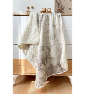 Peluş Welsoft Çift Taraflı Bebek Battaniyesi 75x90cm/karakalem