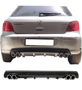 Peugeot 307 Siyah Difüzör Çiftli Yuvarlak Egzoz Görünümlü D Tip Difizör