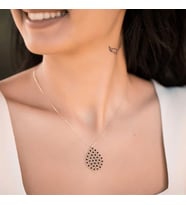 Oniks Taşlı Damla Kesim 925 Ayar Gümüş Kolye
