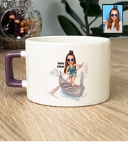 Kişiye Özel Karikatürlü Venedik Aşığı Arkadaşa Hediye Lüks Fincan Doğum Günü Hediyesi