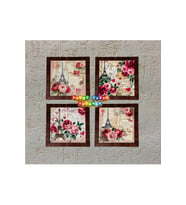 Ahşap Çerçeveli 4 Adet 20X20cm DÜZ RESİM TABLO (Çok Renkli)