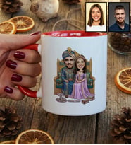 Kişiye Özel Karikatürlü Osmanlı Padişahı ve Sultanı Sevgiliye Hediye Kupa Bardak Sevgililer Günü Hediyesi