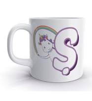 Ş Harfi Unicorn Boynuzlu At Tasarım Renkli Harfli Kupa Bardak