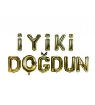 Folyo balon 16 ınc iyiki doğdun seti altın p1-