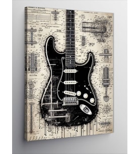 Kanvas Tablo Vintage Elektro Gitar