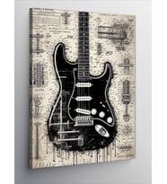 Kanvas Tablo Vintage Elektro Gitar