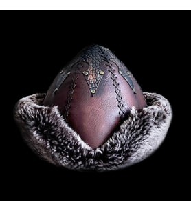 Shark Anatolia Ertuğrul Gazi Şapka Hakiki Sert Deri Zımbalı Yılan Dokusu Detaylı Börk Acı Kahve
