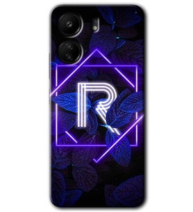 Xiaomi Redmi 13C Kılıf HD Desen Baskılı Kılıf - Dark Neon Yaprak R Harfi