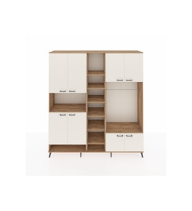 Hyperion Dolap 18 Raflı 8 Kapaklı Tek Askılı 220x44x243 Çam-Aytaşı/Çam