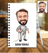 Kişiye Özel Boyacı Tasarımlı Karikatür Ahşap Defter Ve Kalem Seti 4
