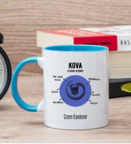 Kişiye Özel Kova Burcuna Hediye Mavi Kupa Bardak