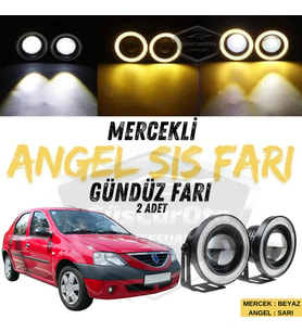 Dacia Logan Uyumlu Üniversal Mercekli Angel Sis Farı Metal 76 mm Sarı Halkalı Gündüz Farı 2 Adet