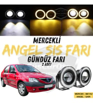 Dacia Logan Uyumlu Üniversal Mercekli Angel Sis Farı Metal 76 mm Sarı Halkalı Gündüz Farı 2 Adet
