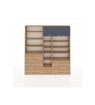 Arges Dolap 17 Raflı 6 Çekmeceli 3 Kapaklı 220x30x243 Çam-Antrasit/Çam