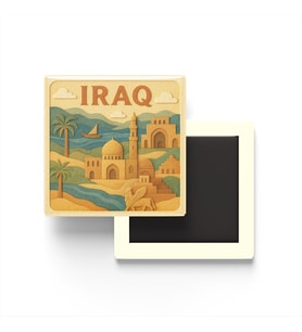 Irak - Iraq - Paper Cut Art - Baskılı Buzdolap Magneti Kare - 9x9 cm