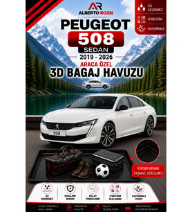 Peugeot 508 Sedan 2019 - 2026 Araca Özel 3D Bagaj Havuzu