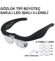 Northcity Şarjlı Gözlük Büyüteç 4 Lensli LED Aydınlatmalı – 1.5x, 2.5x, 3.5x, 5x Yakınlaştırma