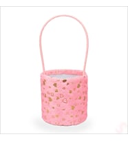 Hortum Saplı Kalpli Pembe Pelüş Kutu Büyük Boy - 16 cm
