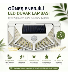 100 LED Solar Hareket Sensörlü Dış Mekan Bahçe Lambası (7 Adet)
