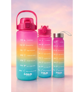 3'lü Motivasyonel Matara Seti (2L - 900ml - 500ml) - Tritan Pipetli Sporcu Su Şişesi BPA FREE