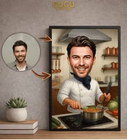 Kişiye Özel Aşçı Karikatür Çerçeveli Tablo,Kişiye Özel Çerçeveli Tablo,Hediye Çerçeveli Tablo (Çok Renkli)