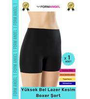 #Korse İz Göstermeyen Lazer Kesim Toparlayıcı Şekillendirici Rahat Yüksek Bel Boxer Korse - 1 Adet (Siyah)